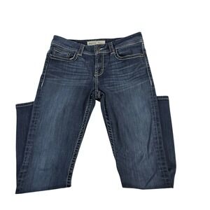 BKE Denim Harper Womens Jeans Size 31 R Dark Wash Straight Leg Embroidered